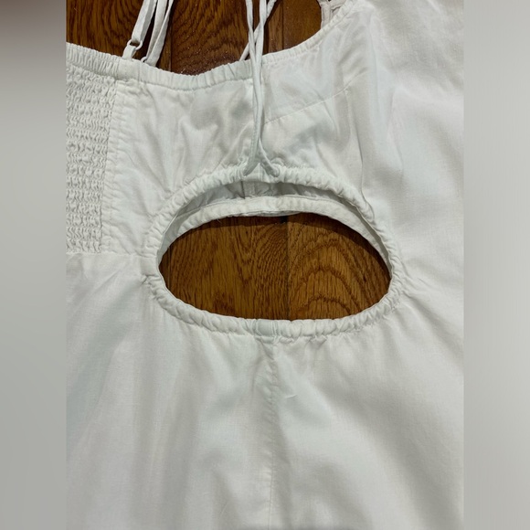 Aerie Linen Blend Mini Dress White Adjustable Strap Lined Side cutout - Picture 10 of 14